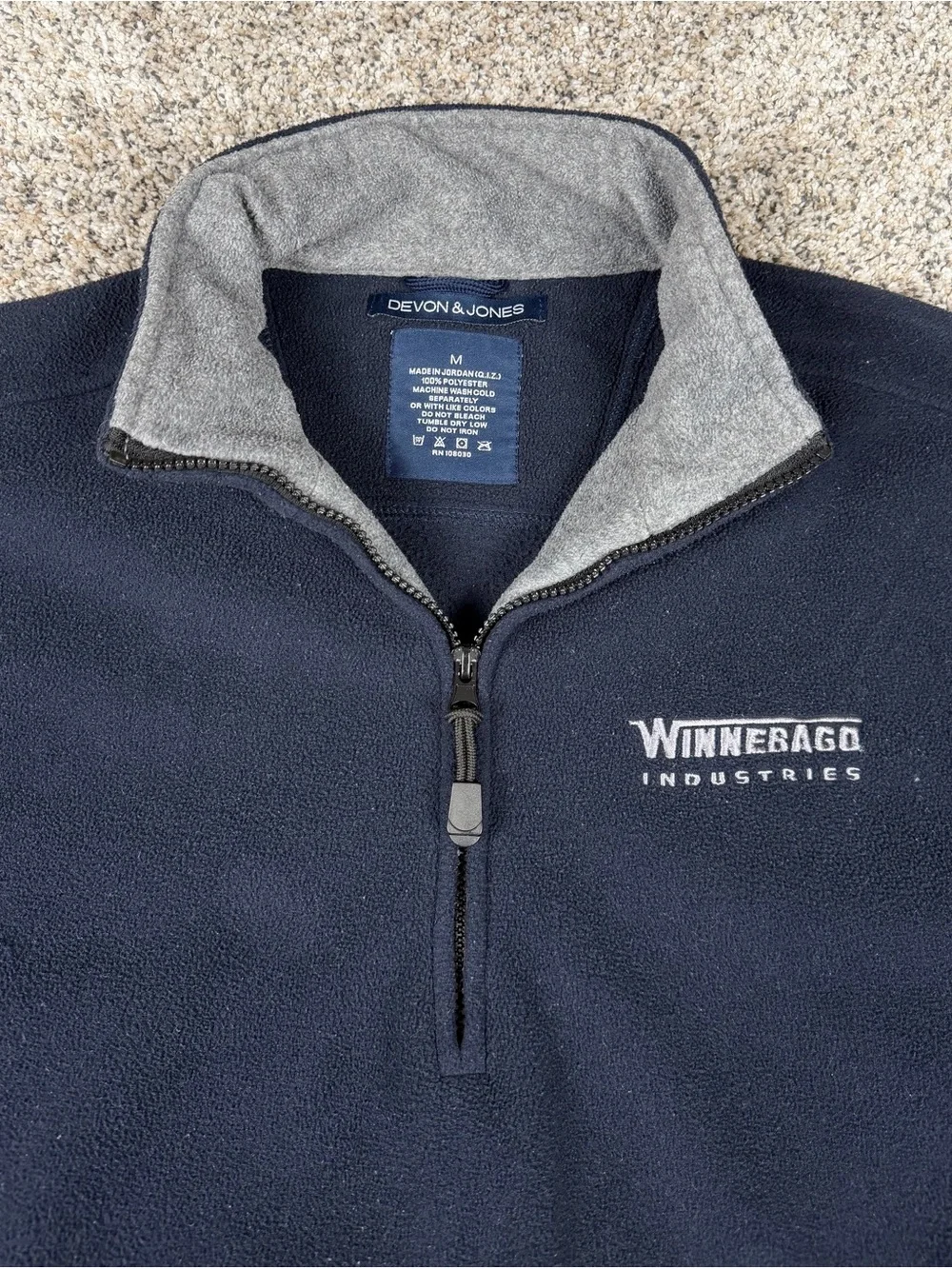 Sz Medium Mens Devon & Jones Winnebago Industries 1/4 Quarter Zip Fleece Sweater